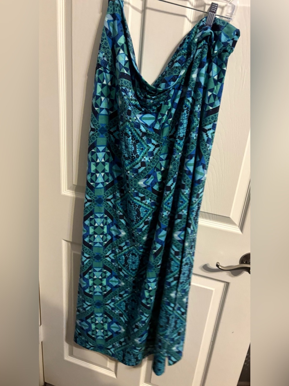 87- Mossimo Supply Co. Teal & Navy Geometric maxi skirt